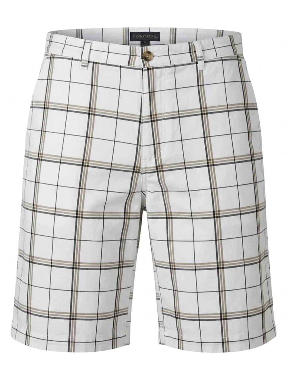 Covington Men's Plaid Flat Front Shorts White Black Khaki Size 42